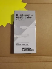 Best Buy essentials- 3' Lightning to USB-C Charge-and-Sync Cable - White