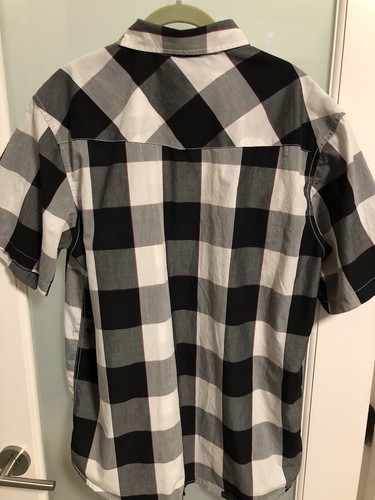 Coastal Men's XL Pearl Snap Shirt Black White Plaid Western Short Sleeve - Picture 7 of 18