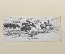 Pen Drawing By Brummett EchoHawk, Titled &ldquo;Buffalo Hunt&rdquo;