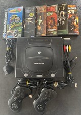 Sega Saturn Console Bundle 6 Boxed Games All Leads 2x Controllers Fully Working
