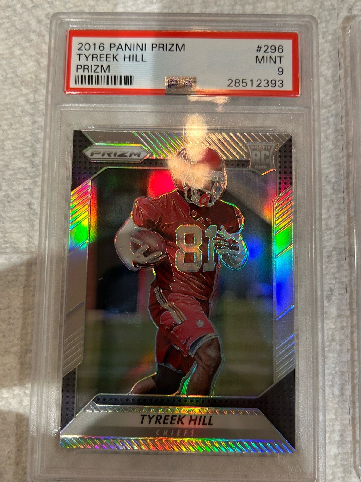 2016 Tyreek Hill The Freak Optic Holo Blue 146/149 & Prizm Silver Rookies PSA 9 view 2