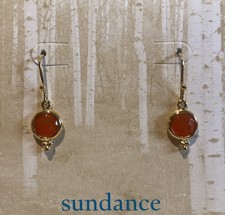 Sundance Catalog Gold Vermeil Carnelian Circle Stone Earrings