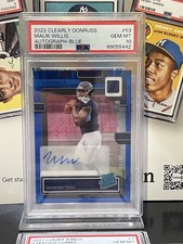 2022 Panini Malik Willis Clearly Donruss Auto Blue Rated Rookie 38/99 PSA 10💎
