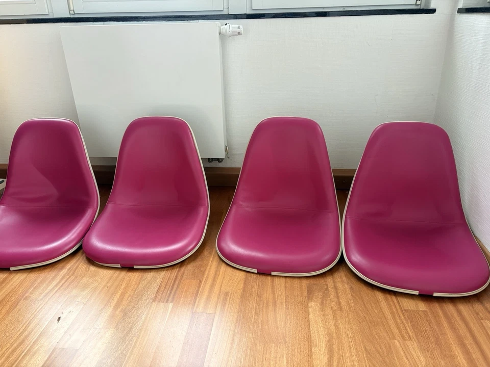 4x Eames Sidechair Sitzschalen, Vitra/Herman Miller, Fiberglas, pink, vintage - Bild 2 von 4