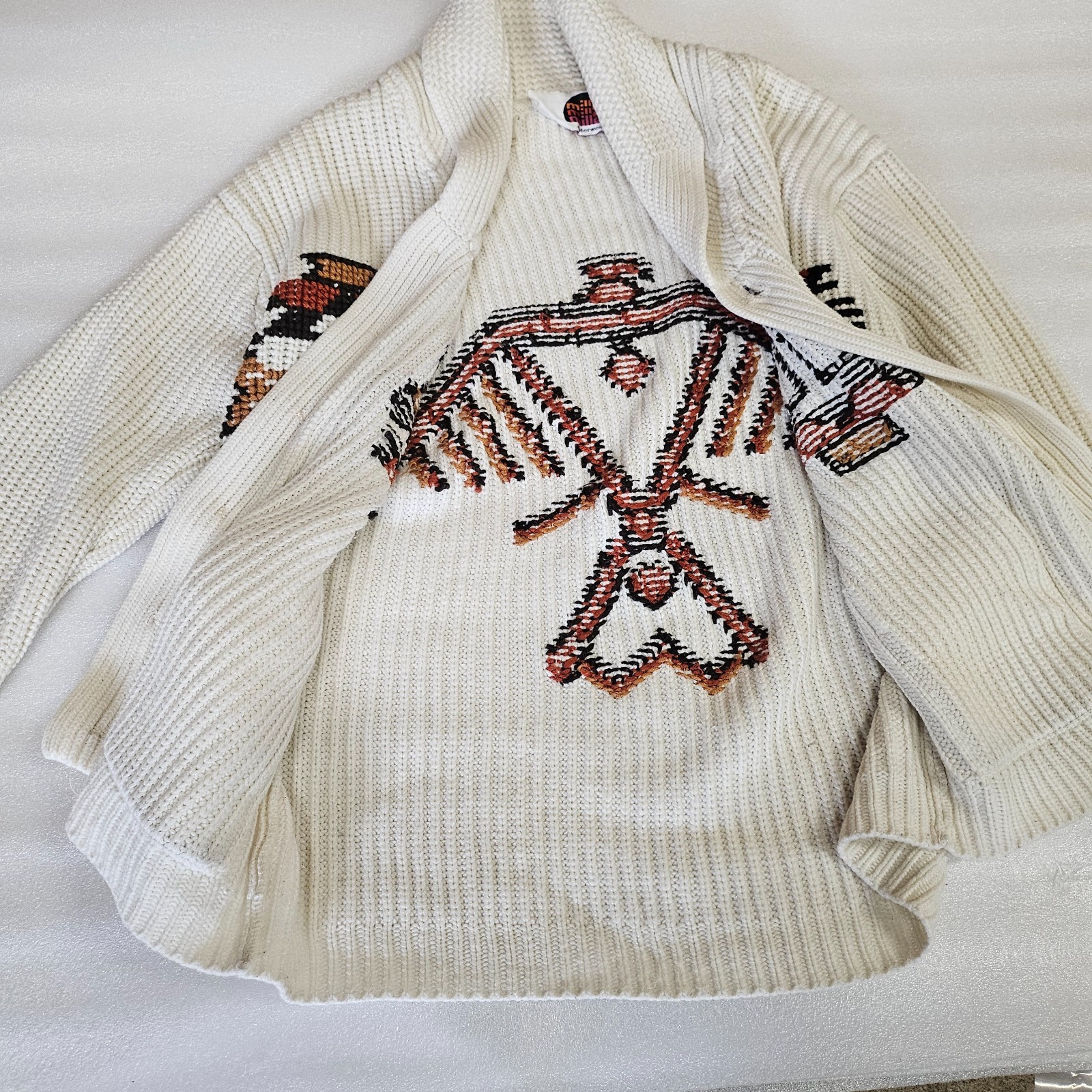 Vintage Miller Outerwear Western Thunderbird Cardigan Sweater Cowichan Small
