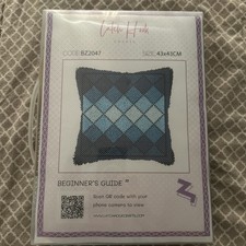 Latch Hook Crafts Pillow Kit For Beginners Blue Diamond Pattern