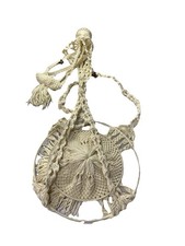 Giant Cream Macrame Plant Hanger Vintage Vibe Boho Hippie Hoop 84"