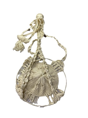 Giant Cream Macrame Plant Hanger Vintage Vibe Boho Hippie  Hoop  84”