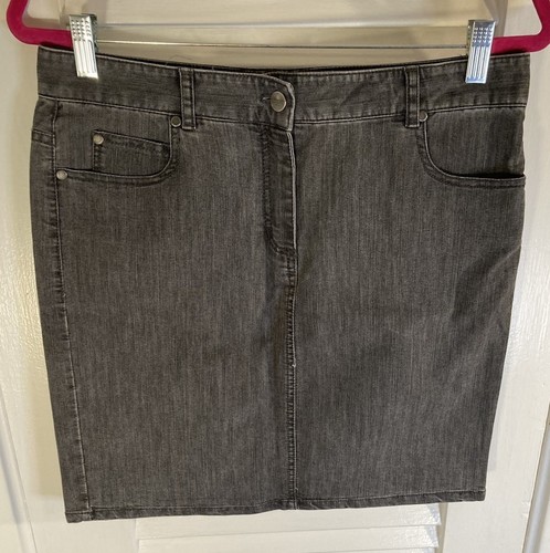 Kenneth Cole New York Gray Denim Straight Pencil Stretch Skirt Pockets Women’s 8 - Picture 6 of 7