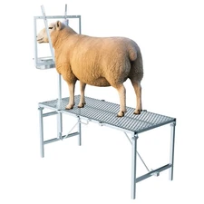 Adjustable Livestock Feeder Horned Stand For Goats W/Removable Feeding Tray
