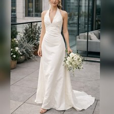 Galina Style V8798 Ivory Beaded Halter A-Line Wedding Dress sz 6
