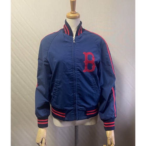 Boston Red Sox 1970s MLB Navy/Red Team Jacket Size 14 Cotton Poly Shell