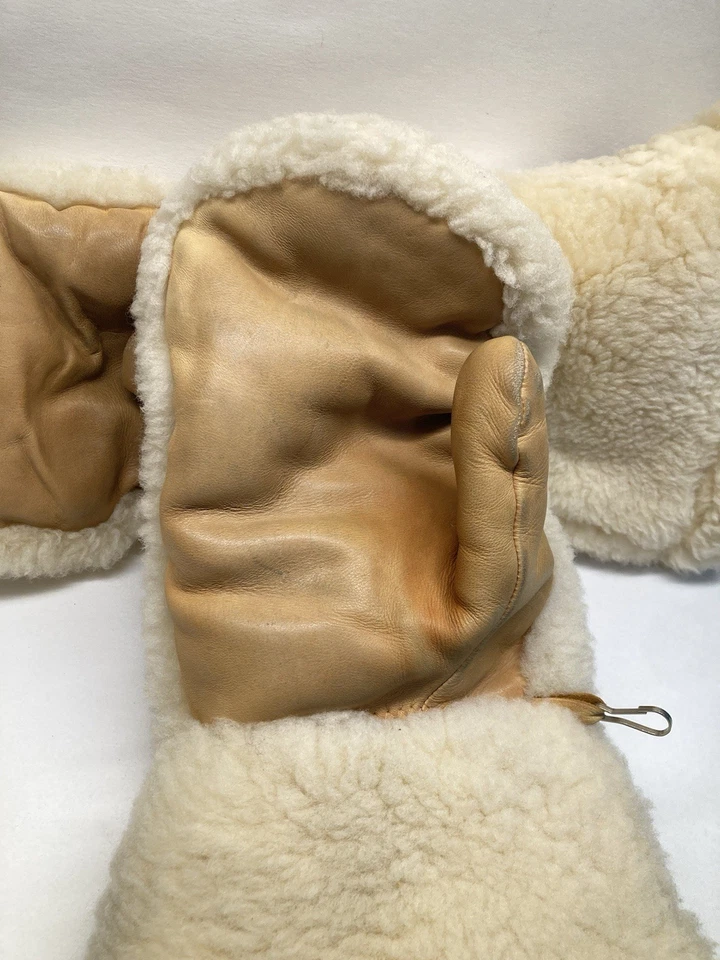 Luvas de lã de couro vintage pele de caçador de pele natural luvas Old West - Imagem 4 de 4