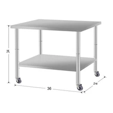 36''*24'' Commercial Work Tablefor Restaurant with Under Shelf and wheels ，