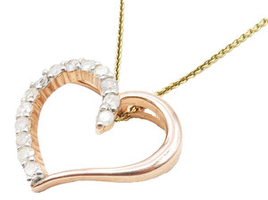 Authentic 925 Silver Genuine Diamonds Gold Plated Love Heart Chain Necklace NE1962