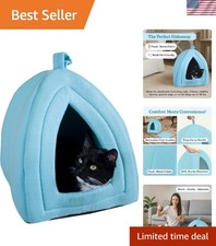 Vintage-Style Cat Cave Bed with Removable Cushion - Safe Haven for Small Animals