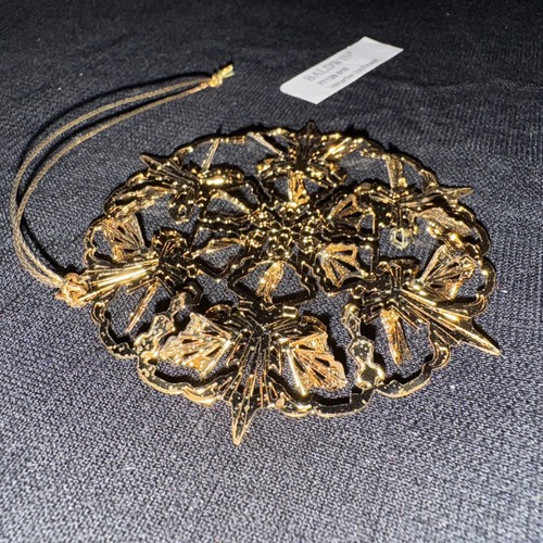 BALDWIN Valcartier Ice Flower Christmas Ornament Brass 24KT Gold Finish HTF - Picture 4 of 6