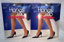 2 Vintage Hanes Too Plus Pantyhose Barely There E08 Control Top Sandlefoot