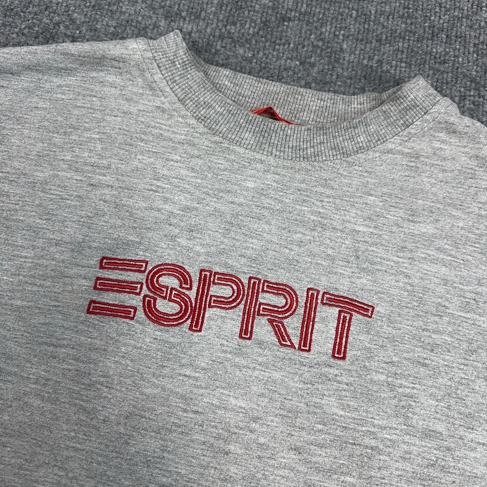 Sudadera Esprit Vintage Talla Mediana Gris Logotipo Spellout Calce Cuadrado Años 90 Perú Foto 3 de 4