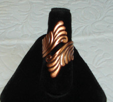 Vintage Solid Copper Wrap-Around RING, Wave/Scroll Design, Sz 7 / Adjustable E98