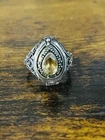 Citrine and Sterling Silver Hidden Compartment Poison Ring Size 8