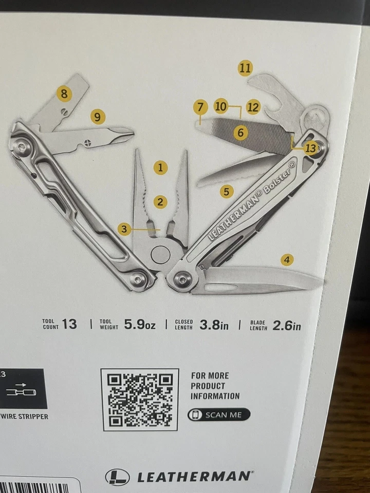HERRAMIENTA MULTIHERRAMIENTA LEATHERMAN BOLSTER 13 CON FUNDA NIP 25 AÑOS DE GARANTÍA HECHA EN EE. UU. Foto 3 de 4