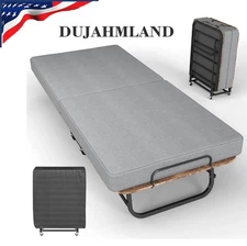 Folding Bed w/ Memory Foam Mattress Cot Portable Rollaway Guest Bed-DOUBLE SIDED