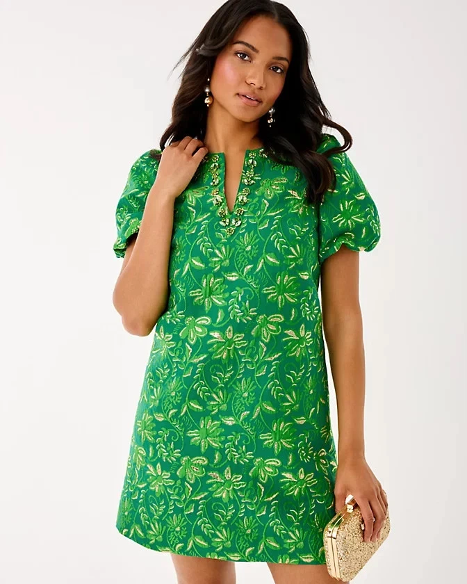 NWT Lilly Pulitzer Jarren Dress Color: Bamboo Green Sunseeker Jacqu, Full Size. - Image 2 of 4