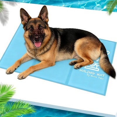Hundekühlmatte 90 x 50 cm Blau, Dicke Kühldecke, Selbstkühlende Hundematte