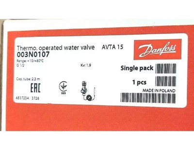 1PC- Danfoss 003N0107 Thermo. operated water valve, AVTA 15,G,1/2- NEW