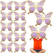 12 Pcs 3D Large Butterfly Decorations, 12/10 Inch, Gold and Purple