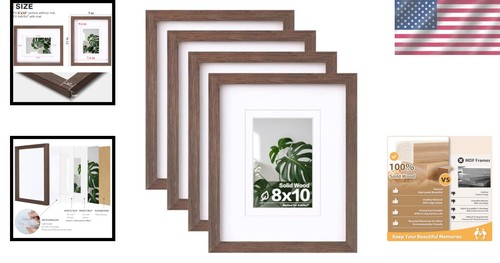 Rustic Picture Frame Set Set of 4 Wood Picture Frames, 8x10 or 4x6/5x7, Brown Rustic Display | eBay