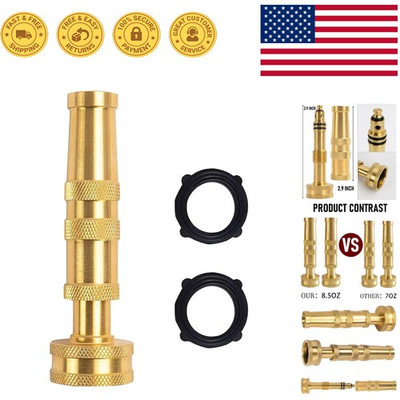 #ad Versatile 4quot; Brass Hose Nozzle with Easy Connect Washers for Home Gardening $12.99