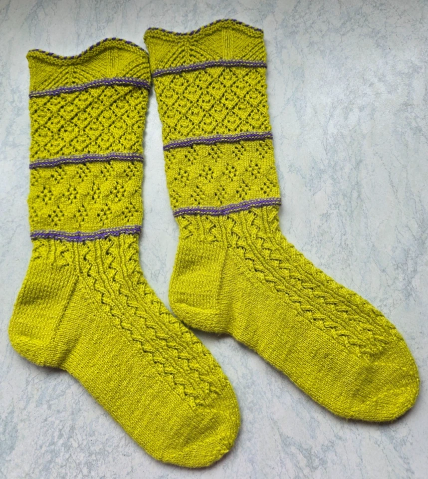 Lace Socks Women Handmade Green Unique 100 %  Natural Pretty Long Gift Cozy Boho - Image 3 of 4