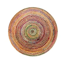 COTTON CRAFT Jute Chindi Braid Rag Rug - Boho Farmhouse Rustic Area Accent Th...