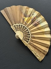 Antique Spanish Double Sided Folding Fan with Hand Painted Flamenco Dancers
