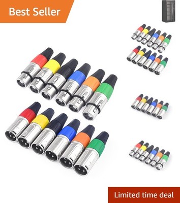 Color Coded 3-Pin XLR Connectors - 6 Male/Female Combo for Organizing Equipment