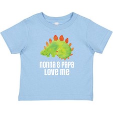 Inktastic Nonna And Papa Love Me Boys Grandchild Dinosaur Baby T-Shirt Childs
