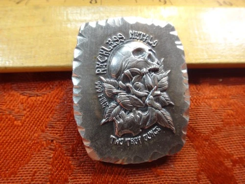 Reckless Metals Skull 2 Oz .999 Fine Silver Bar Limited Edition - Free S&H USA