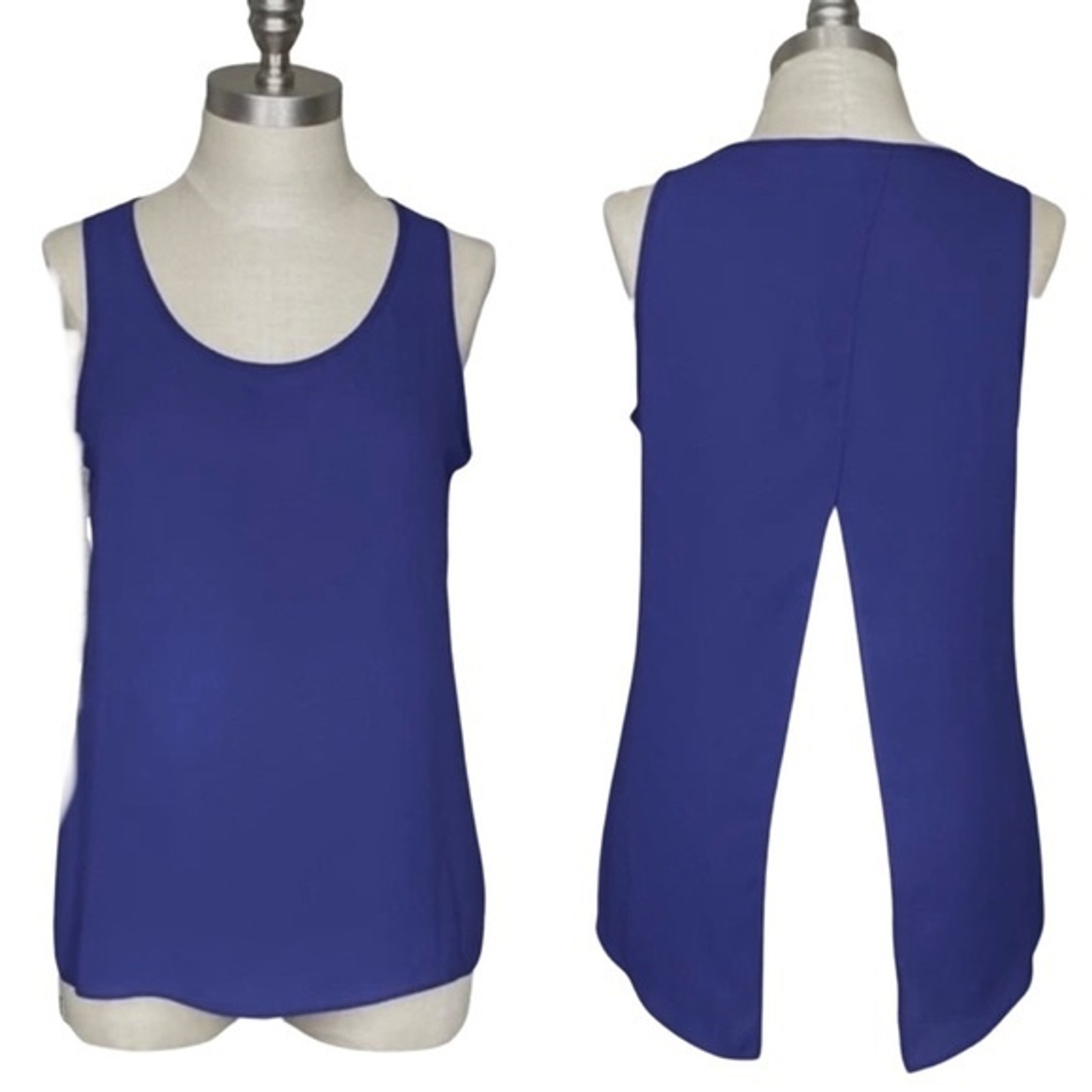 Express navy blue split back tank size small - image 2