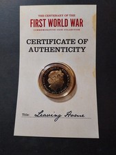 JERSEY 2014 ''Make Me A Soldier'' WW1 Gold Plated 50p Coin + COA. LEAVING HOME