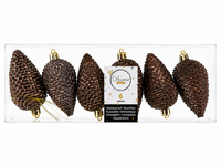 Christbaumschmuck Weihnachten 6 Zapfen Dunkelbraun Braun 8 Cm Kunststoff Decoris