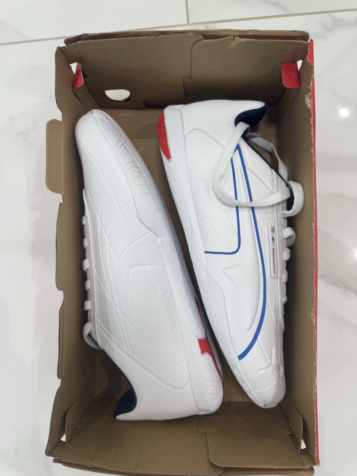 Scarpe Puma BMW MMS Tune Cat Motorsport bianco rosso blu UK 9 EU 43