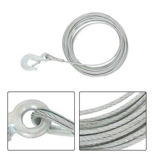 Cavo verricello corda metallica zincata 3/16" x 50 piedi 7x19 fili con gancio 1/4" G70 - Foto 15 di 20