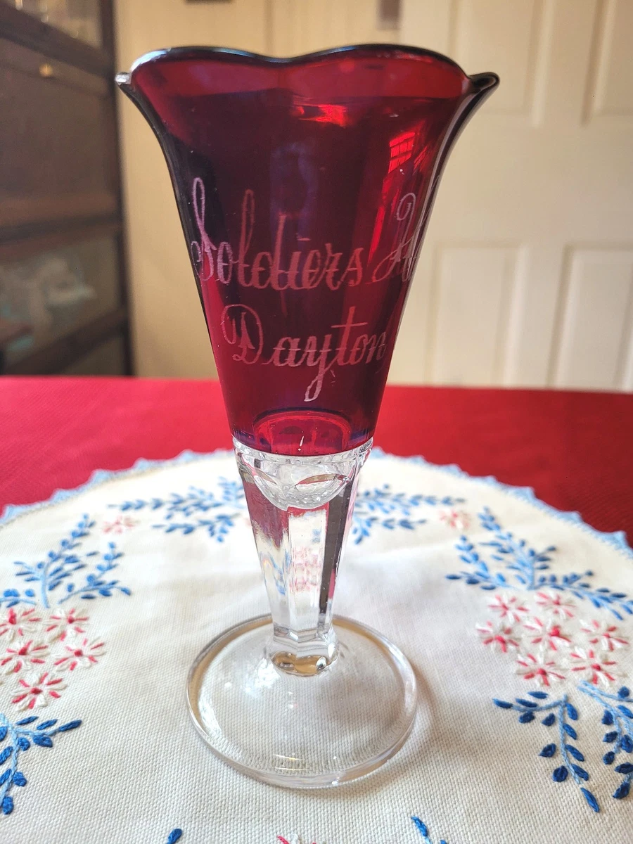 Glass Red Collectible 1900-1919 Time Period Manufactured Vases for