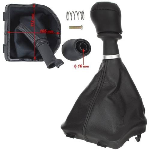 Similpelle Pomello Del Cambio Cucitura Nero 5-Gang per VW T5 V 2003 T6 VI 2015- - Zdjęcie 2 z 2