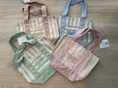 Trader Joe s Mini Pastel Stripe Canvas Tote Bag Limited Edition Set Of 4