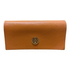 Tory Burch Orange Saffiano Leather Foldover Sunglasses Case