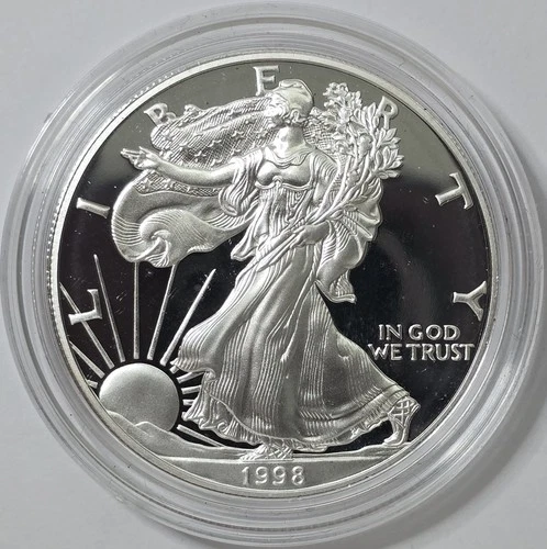 1998 P .999 Silver Proof American Silver Eagle in a Capsule