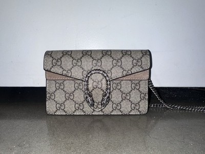 Gucci Dionysus GG Supreme Super Mini Bag Canvas Suede Chain Bag Purse